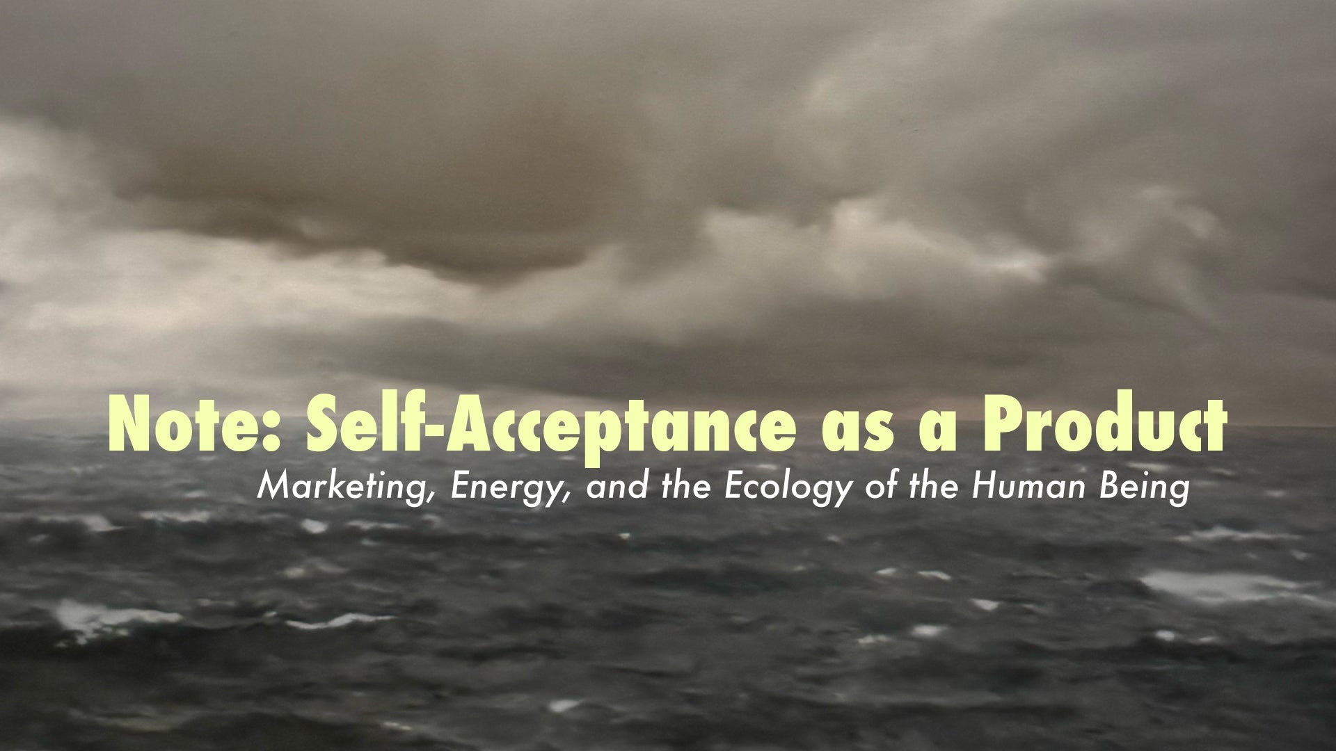 Note: Self-Acceptance as a Product - Marketing, Energy, and the Ecology of the Human Being